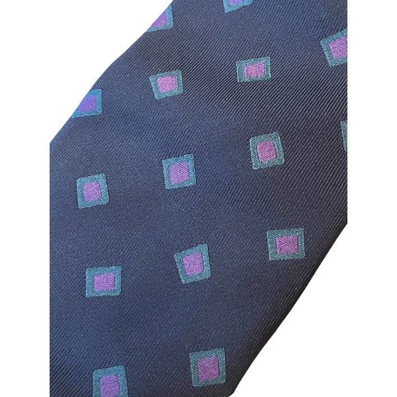 Massimo Bizzocchi NWOT 100%‎ Silk Tie Black Green Purple Geometric Made In Italy - Picture 2 of 7
